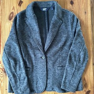 Lands’ End Fleece Knit Blazer - Charcoal - L